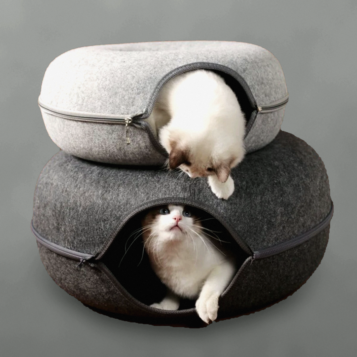 Luna 2-in-1 Felt Cat Bed & Play Tunnel