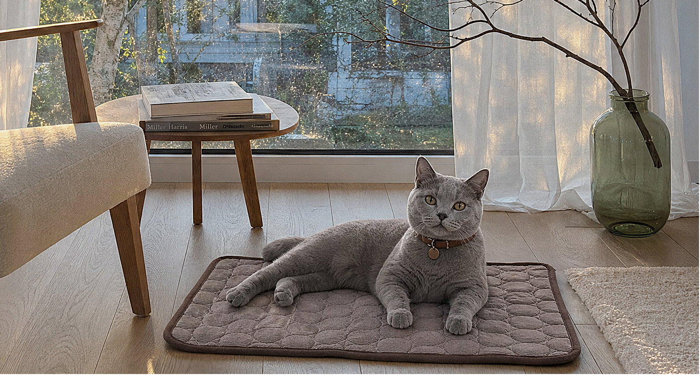BreezeMesh cooling mat with a cat resting on it