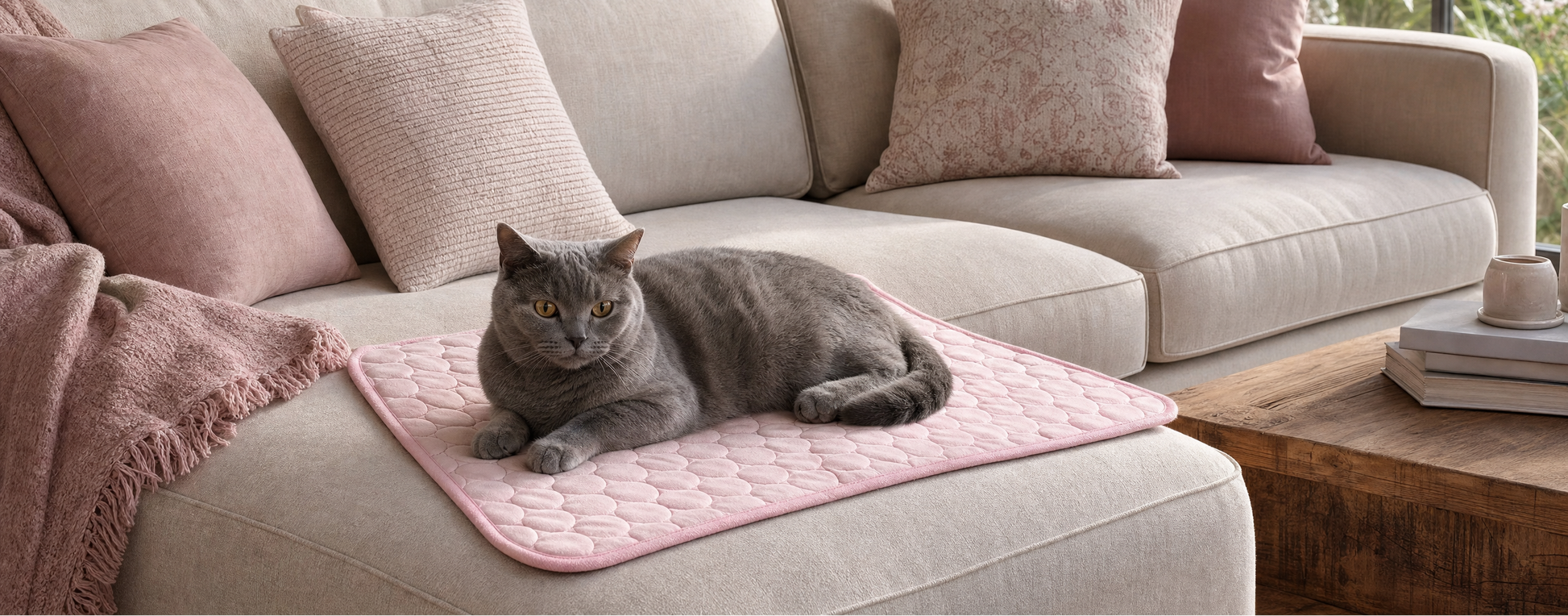 BreezeMesh cooling mat placed on a sofa