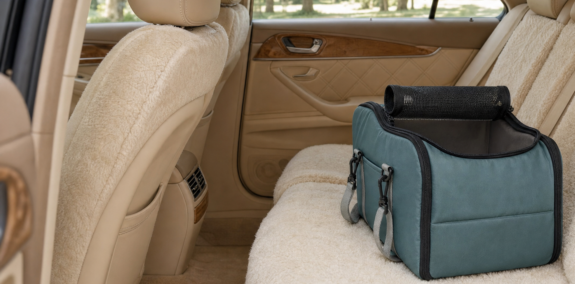 Voyage pet carrier with a small dog resting inside