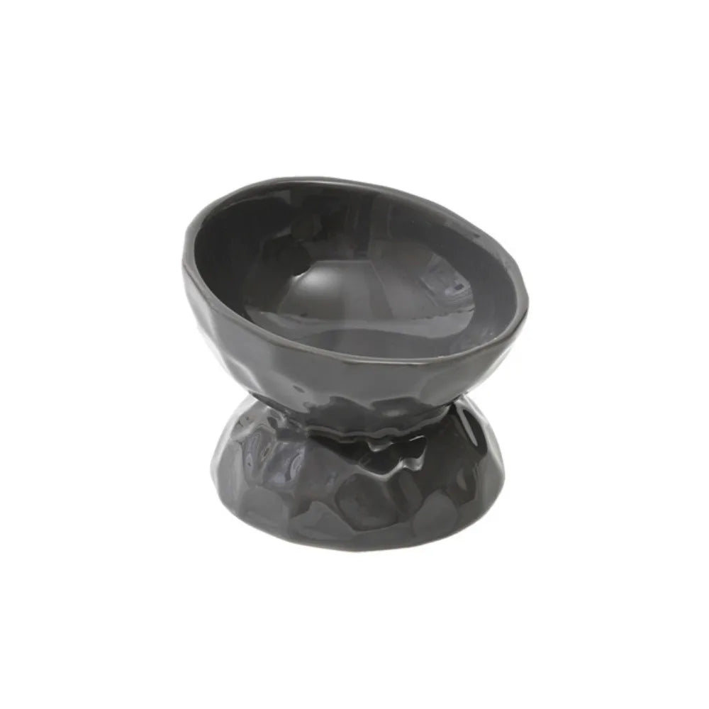 Sora pedestal pet bowl showing the smooth glazed interior