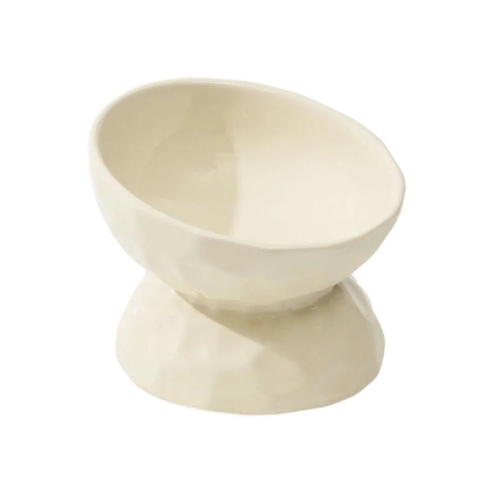Sora ceramic pedestal pet bowl shown from the side