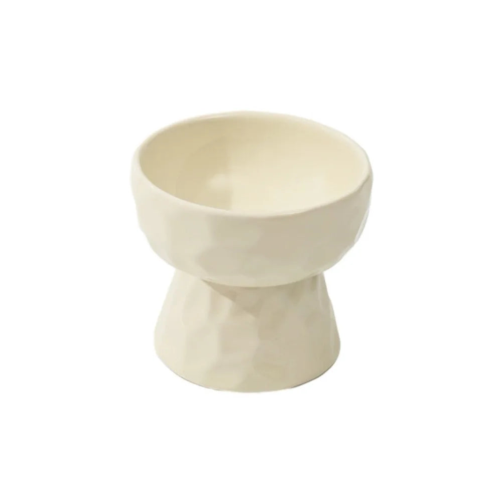 Sora ceramic pedestal pet bowl viewed from above