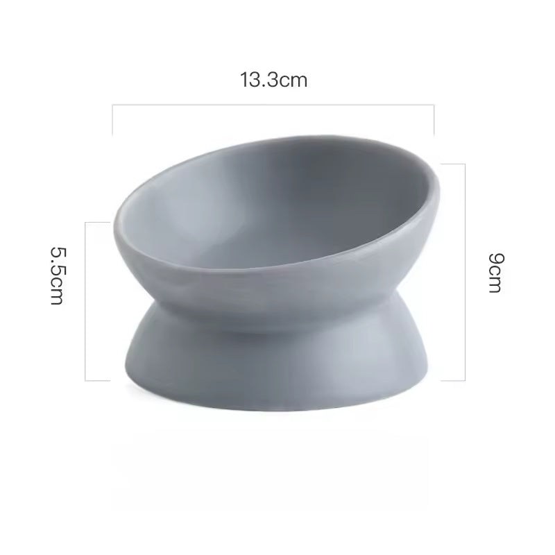 Lumi tilted ceramic pet bowl in grey