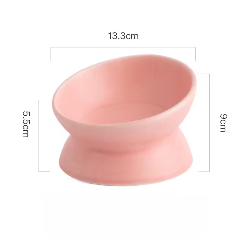 Lumi tilted ceramic pet bowl in pink